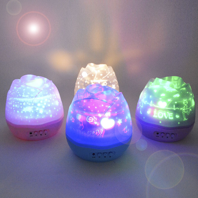 New exotic led flower star projector lamp Dream Rose Table Lamp USB rotary projector star night light