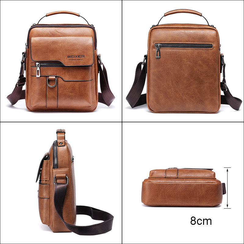 WEIXIER Männer Umhängetasche Schulter Taschen Vintage Männer Handtaschen Große Kapazität PU Leder Tasche Für Mann Messenger Taschen Trage Tasche