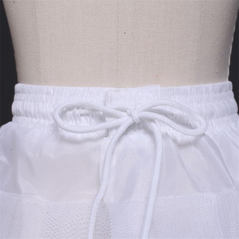 White 2 Hoops Petticoat for Girls Crinoline Underskirt Flower Girl Prom Ball Gown Dress Puffy Skirt Jupon