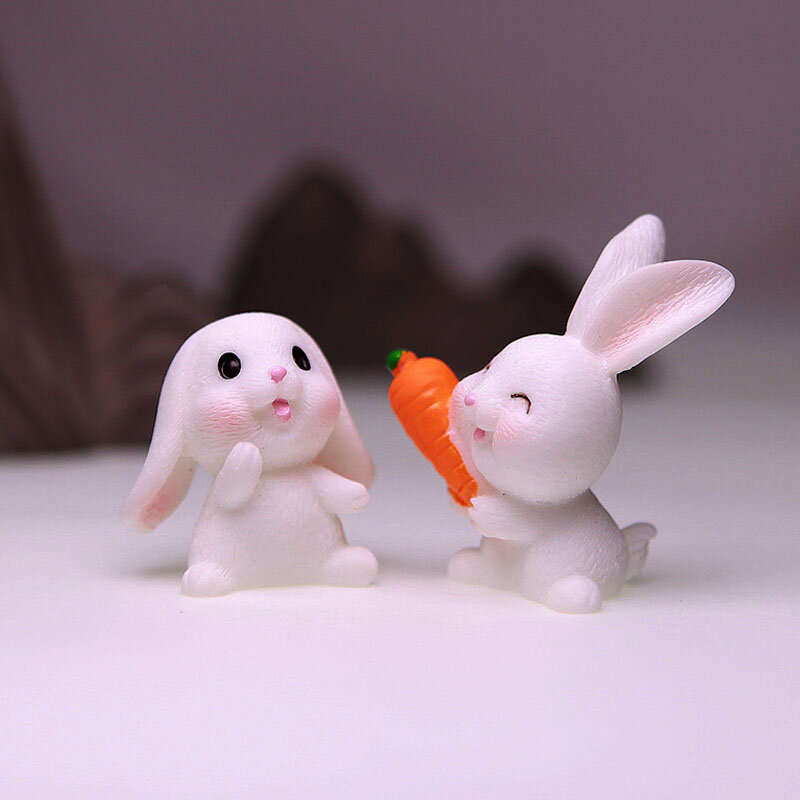 Micro paisaje decoración Mini Animal modelo planta suculenta lindo creativo musgo conejo de dibujos animados
