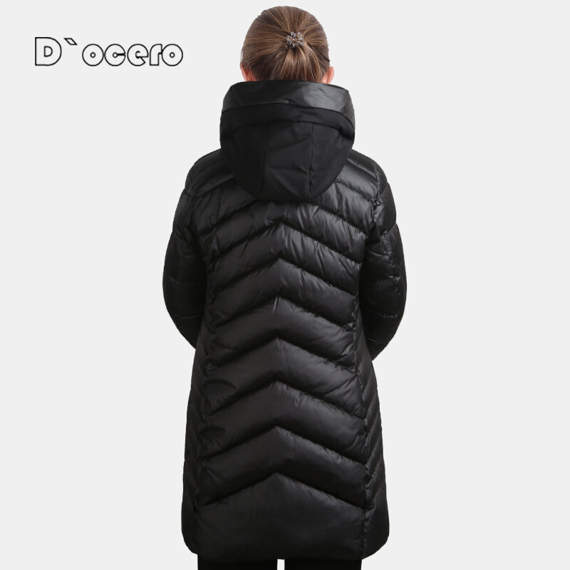 D`OCERO 2022 New Winter Down Jacket Women Female Oversize Cotton Parkas Thick Warm Padded Quilted Coats Hooded Long Outerwear