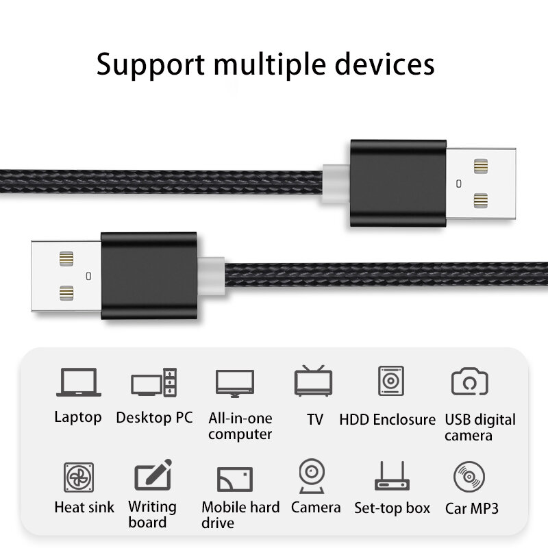 Kebiss نسج USB إلى USB تمديد كابل نوع A ذكر إلى ذكر USB موسع ل المبرد القرص الصلب كاميرا ويب USB كابل تمديد