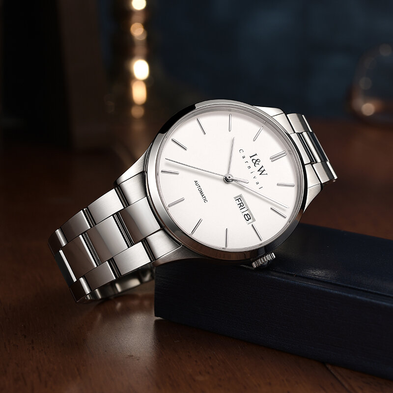 2021 novo seiko movimento automático relógio masculino i & w relógios masculinos marca superior relógio mecânico de luxo safira duplo calendário relogio