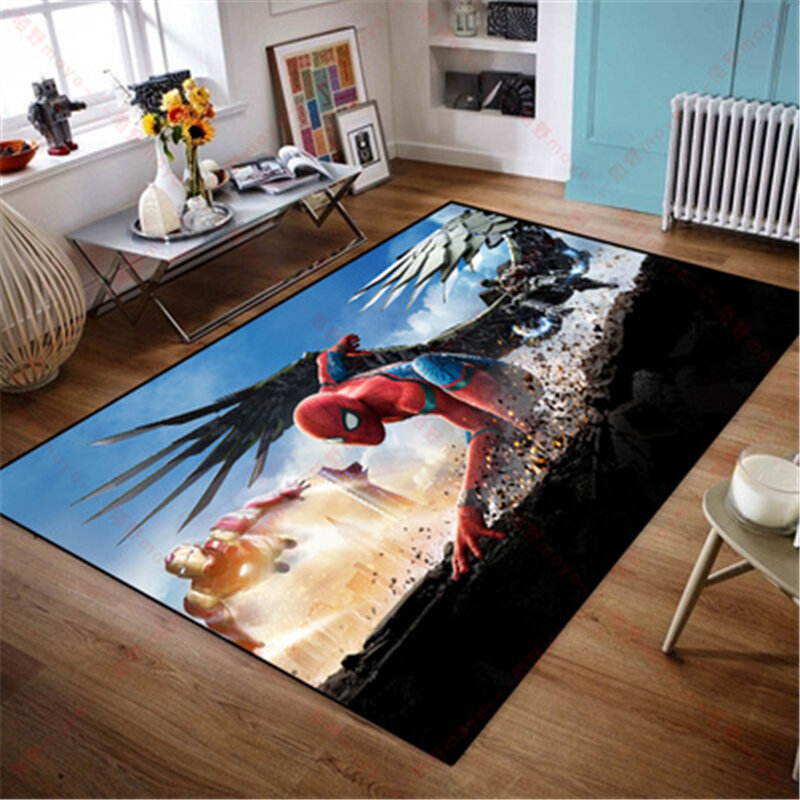 80x160CM Spiderman Floor Playmats Kids Carpet Hallway Doormat Anti-Slip Bathroom Carpets Kids Room Absorb Water Kitchen