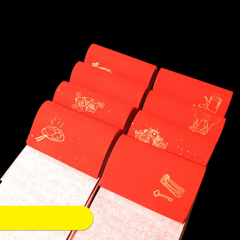 Accoppiamenti cinesi per Festival di primavera carta Xuan 20 pezzi 17*46cm carta Xuan semimatura rossa carta per calligrafia Batik rossa