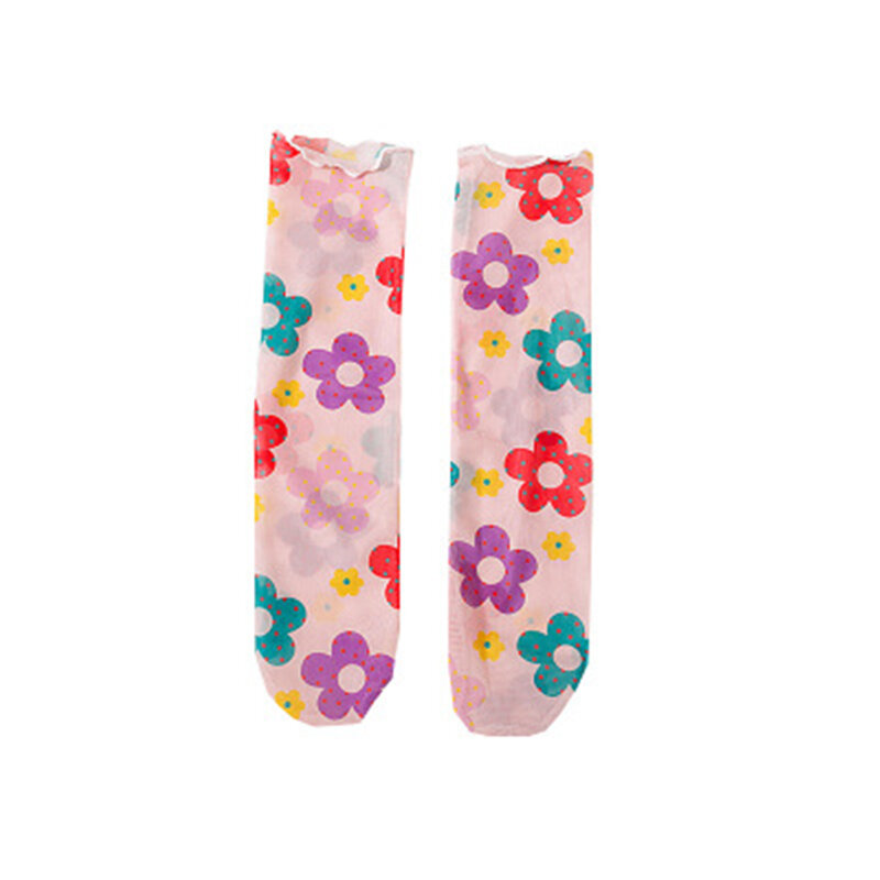 Calcetines de tubo con flor estilo hiuna roja de Corea del Sur, nuevos calcetines finos de verano, japoneses transparentes