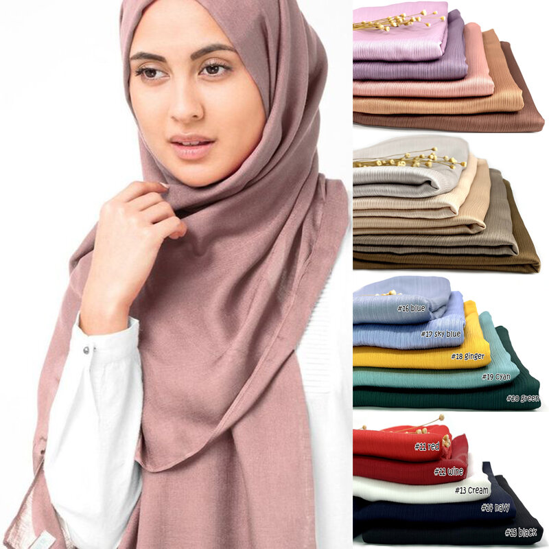 Autunno inverno seta come Hijab sciarpa scialle musulmano islamico di grandi dimensioni pianura copricapo donna morbido foulard fascia liscia turbante
