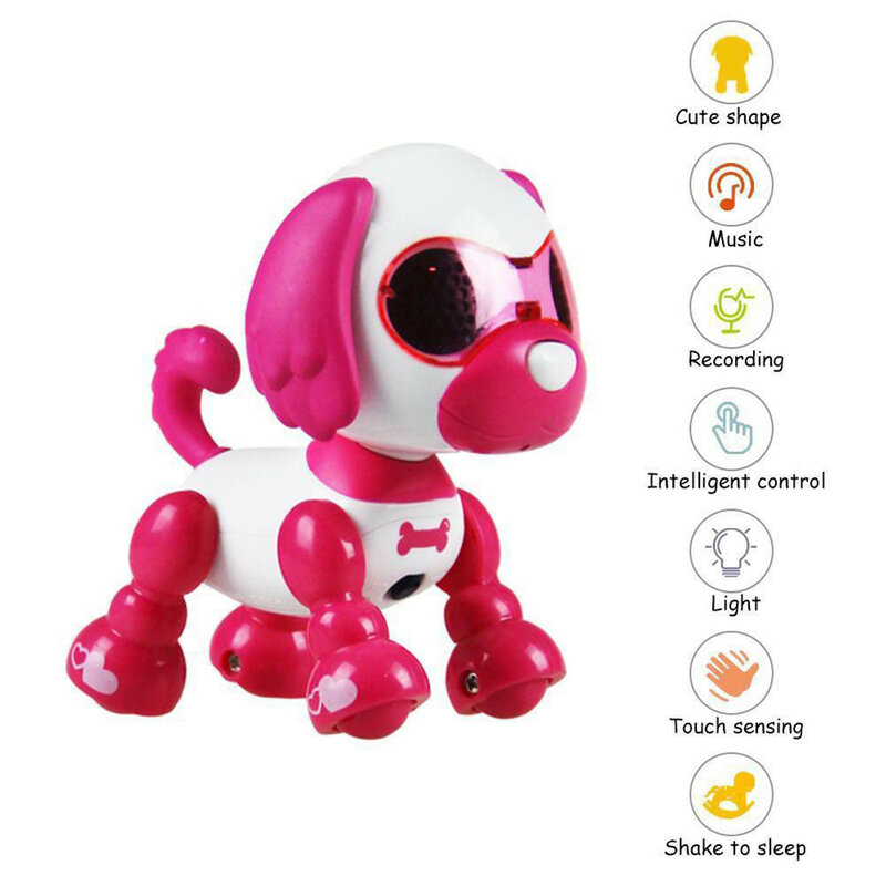 스마트 로봇 개 전자 강아지 애완 동물 장난감 어린이 Nductive 터치 지능형 상호 작용 재미 놀이 친구 사운드 유연한 녹음