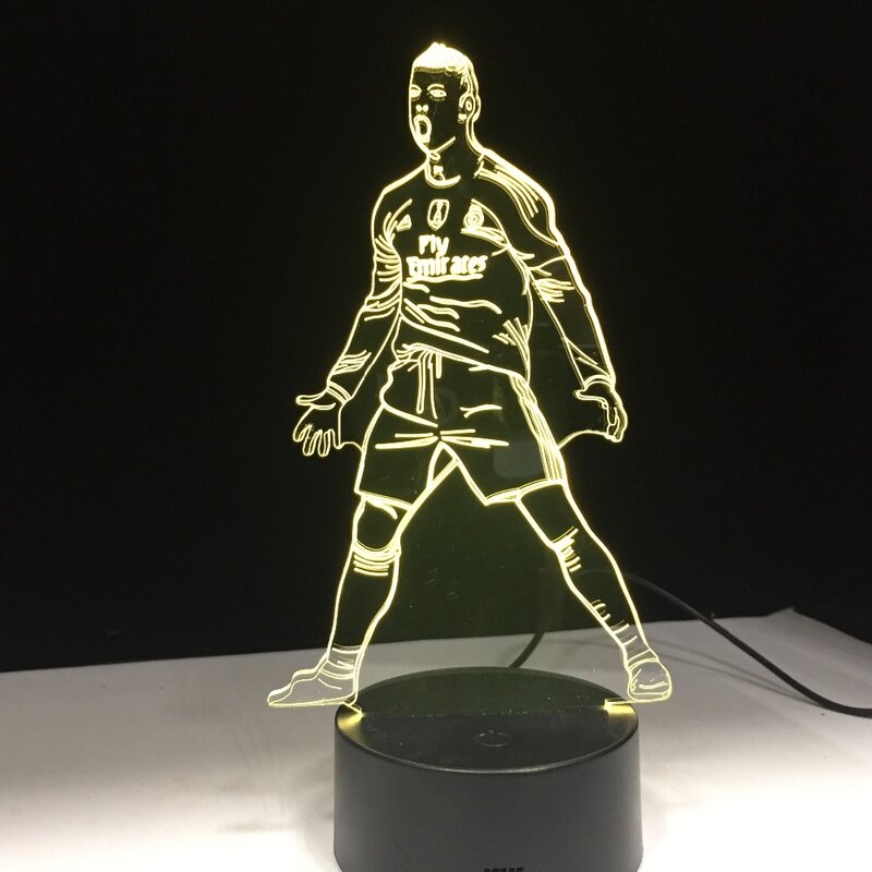 USB 3D Đèn Ngủ Led Cầu Thủ Bóng Đá Cảm Ứng Cảm Biến 16 Màu Điều Khiển Từ Xa Thay Đổi Để Bàn Đầu Giường Đá Bóng Đèn 1885