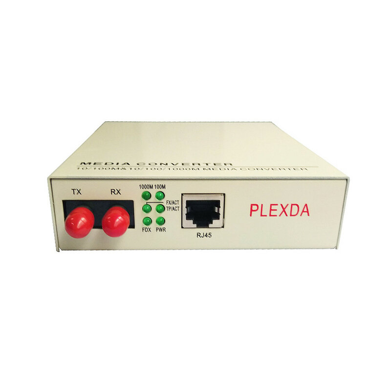 Conversor de Mídia Plexda Standalone Fiber, GE Ethernet com Transceptor, 10 100 1000M, MMF 850nm, 0,5 km ST, FMC-GES14-M5IST