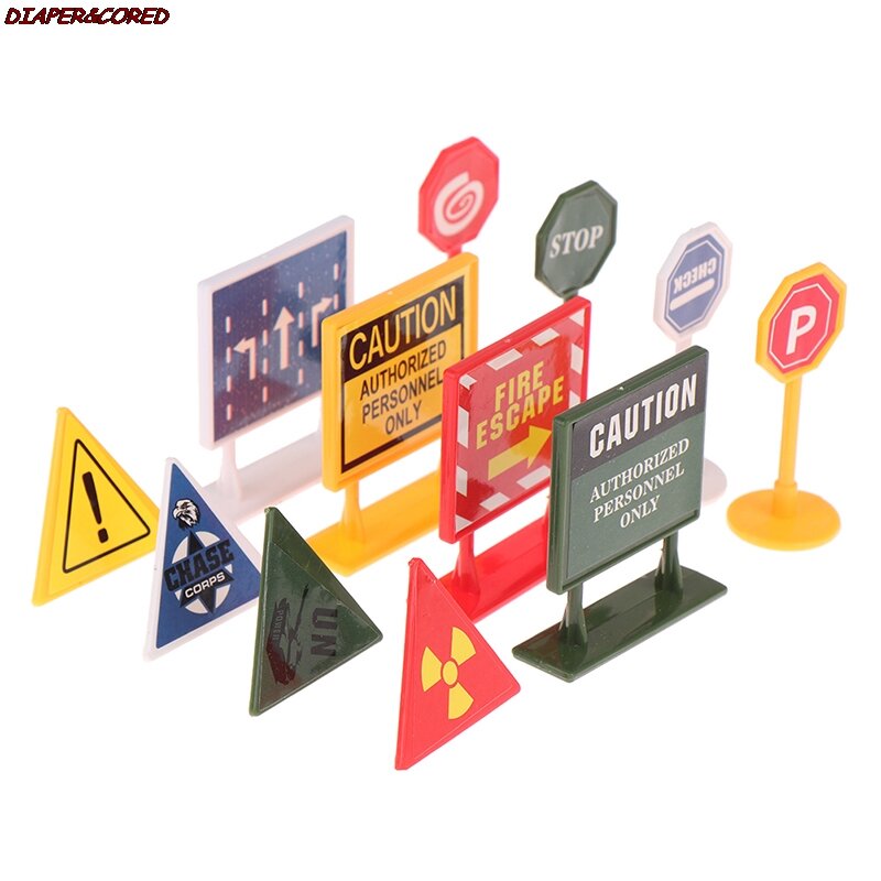 Traffic Road Sign Kids Toys Cars Accessories Model DIY Scene Simulation City Parking Lot Roadmap Early Educational Toys For Boys