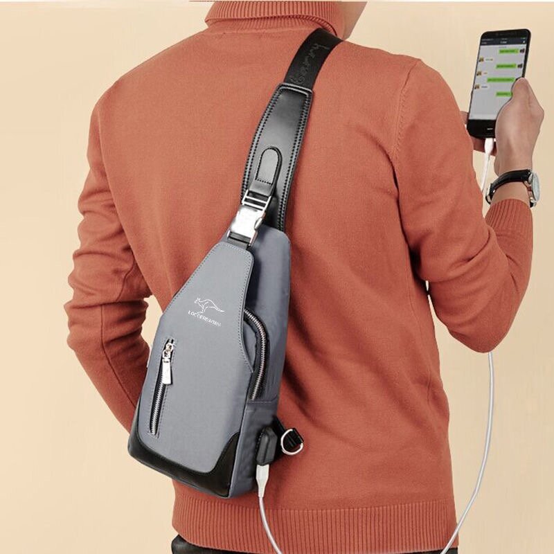 Brust Tasche Männer Umhängetasche Business Trendy Leinwand Schulter Tasche Brust Tasche Oxford Tuch Tasche Taille Tasche USB Lade interface