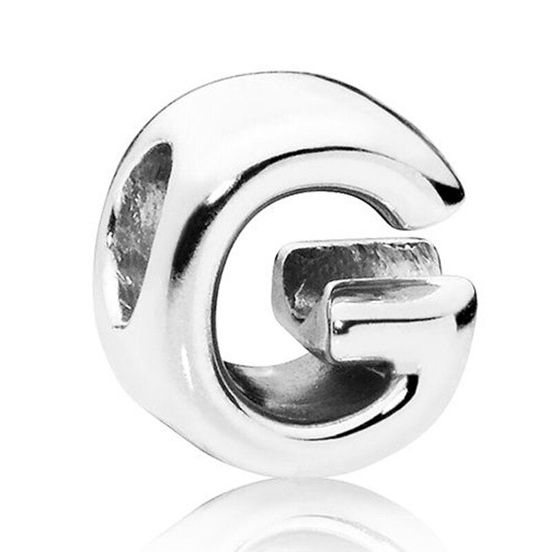 Neue 925 Sterling Silber Charme A-Z durchbrochenen & glatten Alphabet 26 Buchstaben mit Kristall perle passen beliebte Armband Armreif DIY Schmuck