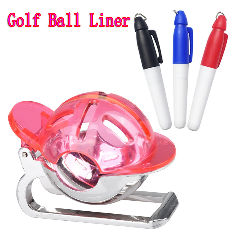 Conjunto de marcadores para linha de bola de golfe, ferramentas com 3 canetas para alinhamento de marcação, modelo para desenho, acessório para golfe