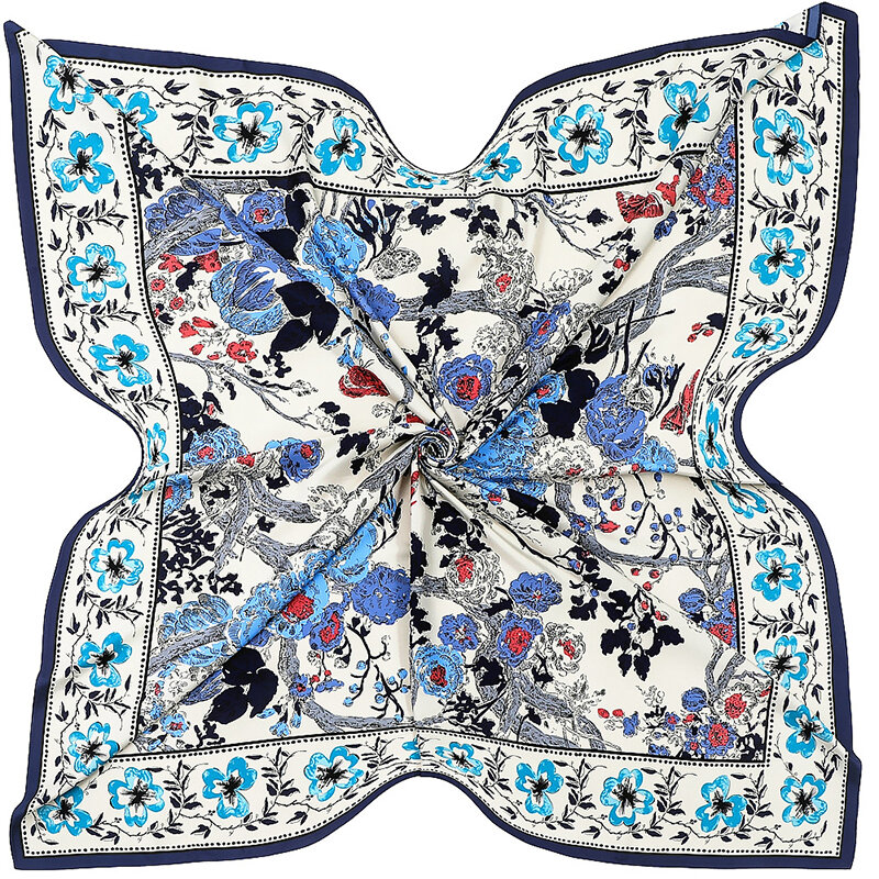Женский шёлковый шарф с цветочным принтом, 100% x 130 см