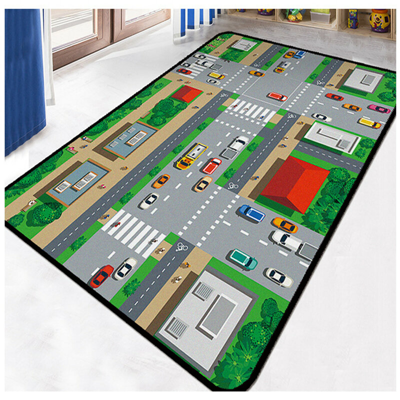 Tapis de rue de ville Miniature, carré antidérapant, 3D, doux, pour salle à manger, salon, pour enfants 02