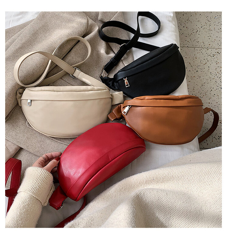 Borse da uomo con cerniera borsa Unisex borsa in pelle PU Versatile Casual confezioni solide borsa a tracolla a tracolla moda per Famale nero rosso
