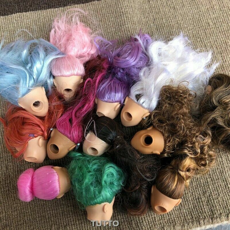 3pcs Fashion Doll Head with Black Brown white flat hair DIY Dressing Princess Toy Doll Heads gift Random