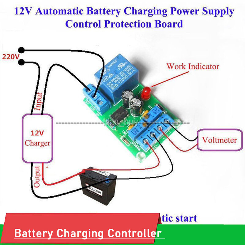 Dc 12v carregador de bateria de lítio placa de controle de carregamento automático controlador módulo placa de proteção relé