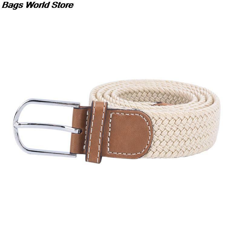 1pc Fashion Style Men's Fashion Stretch Braided Elastic Woven Canvas Buckle Belt Waistband Waist Straps Men Weaving Belt