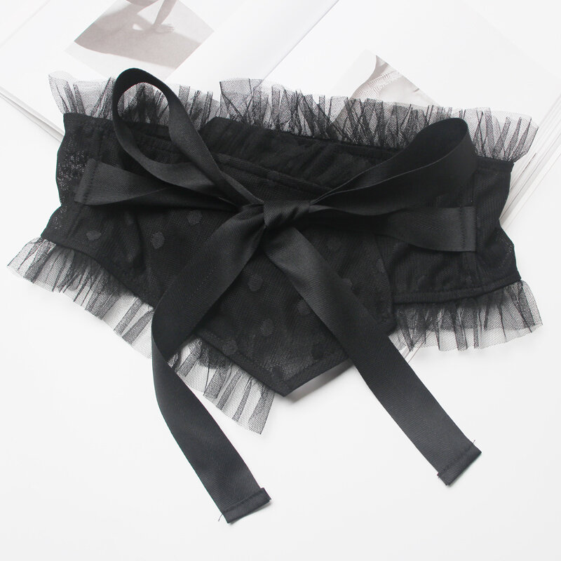 Ms cinto largo de renda para selar a cintura, elegante tecido de renda, decoração, camisa de colado, vestido preto transparente