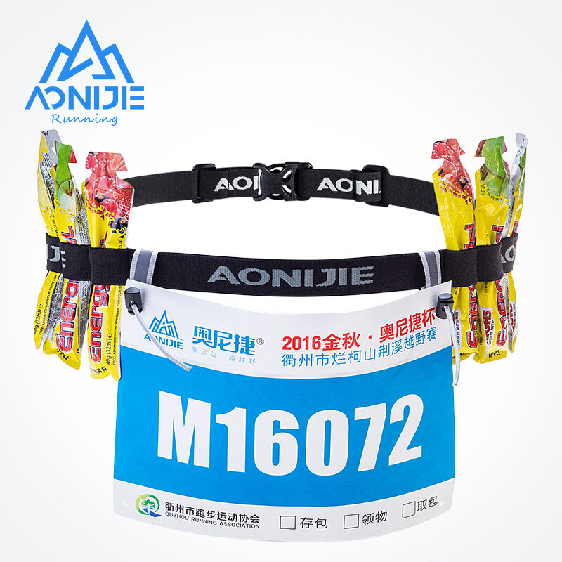 AONIJIE Unisex E4076 Running Race numer pas saszetka biodrowa Bib Holder dla Triathlon maraton jazda na rowerze silnik z 6 pętli żelowych