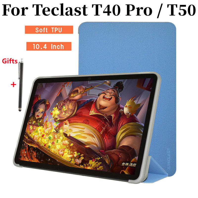 Teclast T40 Pro용 초박형 Pu 가죽 케이스, 10.4 인치 태블릿 PC 커버, T50 + 필름 선물