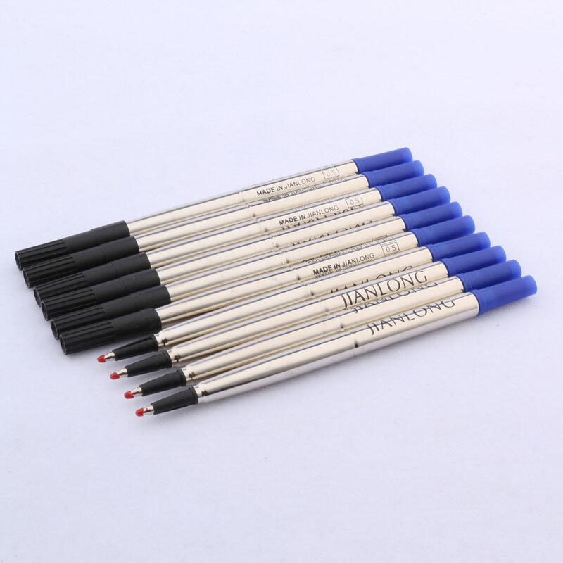 5 recambios de tinta negra y 5 azul para papelería, 0,5 recambios de bolígrafo de rodillo