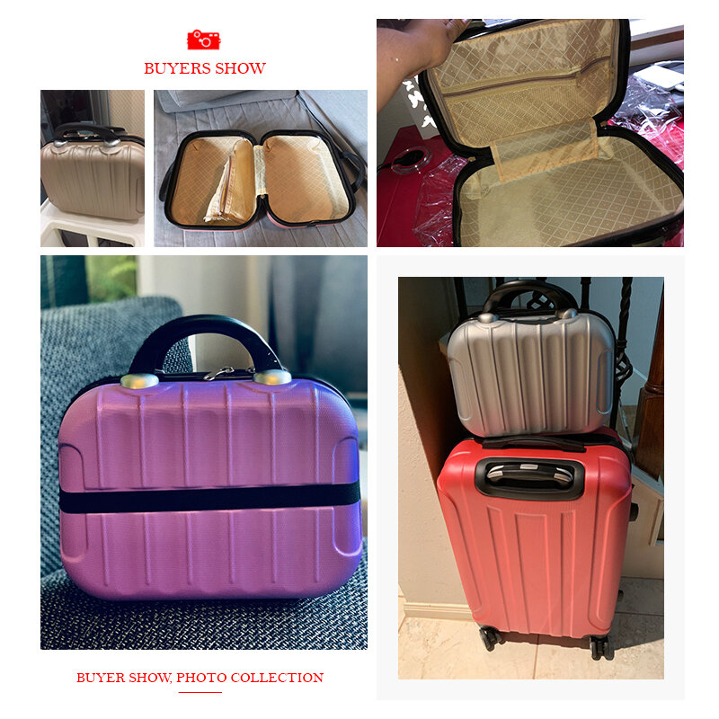 Petite valise rigide de voyage, petite valise pour vêtements de week-end, boîte de rangement pour vêtements beauté maquillage produits de toilette, fourre-tout pour accessoires fixation rétractable et mécanisme d'attache de sécurité organisateur