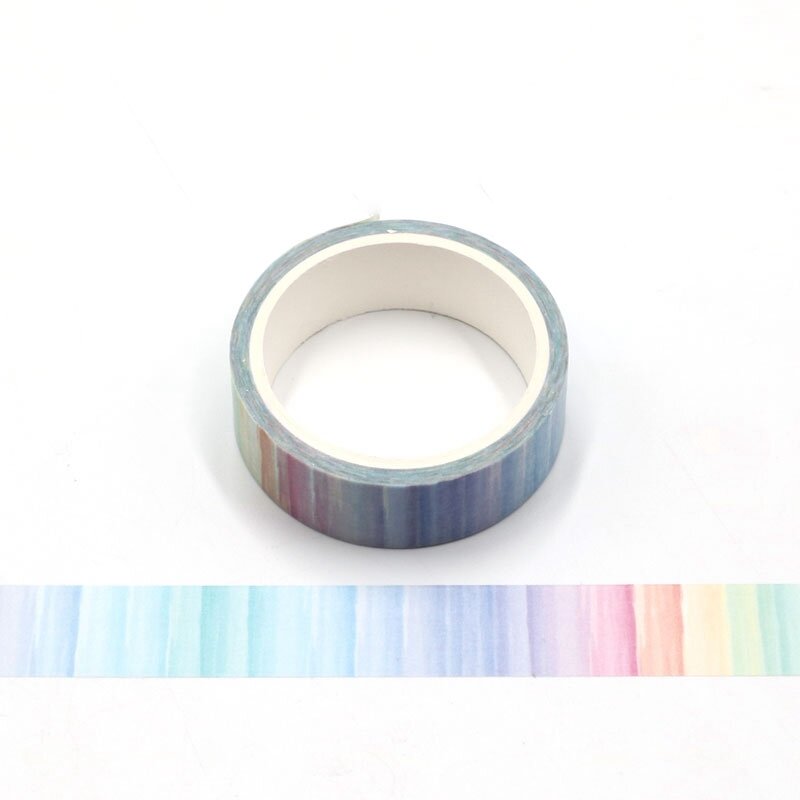 2 teile/los Dekorative Aquarell Druck Regenbogen Linien Washi Tapes Japanischen Kawaii Scrapbooking Werkzeuge Masking Tapes für Fotoalbum