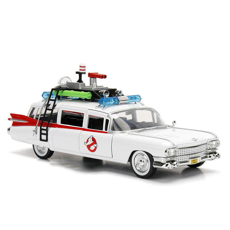 1:24 1984 Ghostbusters aleación diecast modelo de coche clásico simulación retro colección Vehículo de metal juguete coleccionable obra de arte de tráfico