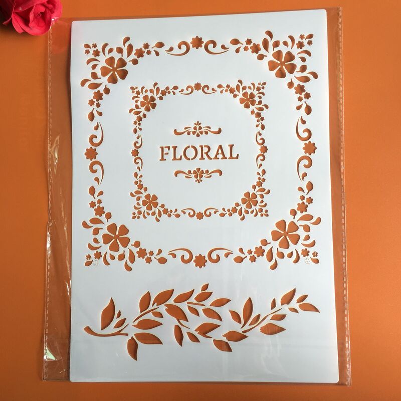 Plantillas de hojas florales A4, pintura de pared, álbum de recortes para colorear, álbum de relieve, plantilla de tarjeta de papel decorativo, 29x21cm