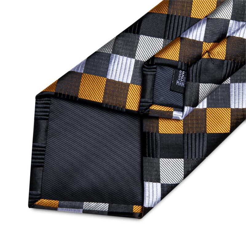 New Fashion Plaid Men's Tie Set High Quality 8cm Width Neck Tie Handkerchief Cufflinks Business Wedding Tie Gift For Men DiBanGu