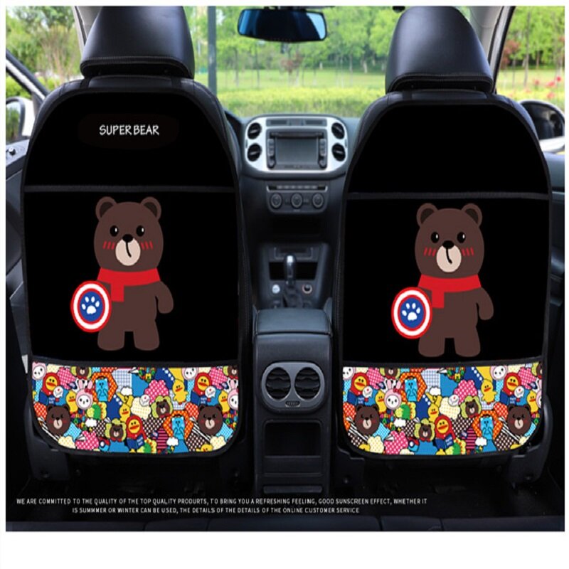 1PCS Car Seat Back Cover Protector for Kids Cartoon Car Anti Kick Mat with Bag Waterproof Car Seat Back Protector Anti Kick Pad