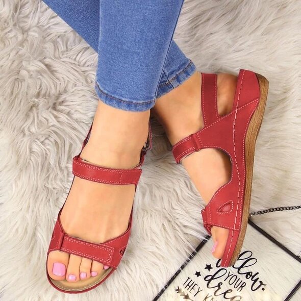 2019 2020 New Summer Sandals Women Flat Ladies Comfortable Ankle Hollow Round Toe Sandals Soft Sole Shoes Sandalias Mujer 2019