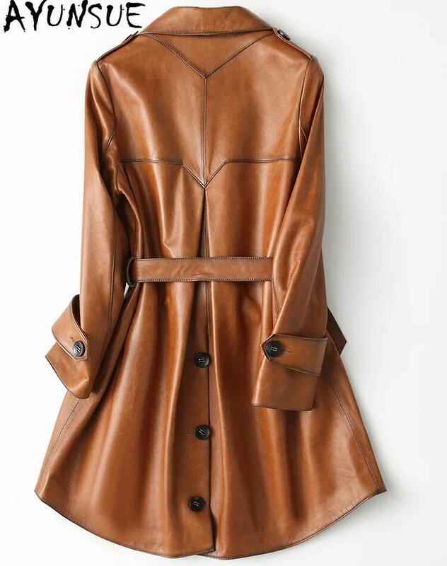 AYUNSUE giacca in pelle di montone genuina primavera autunno donna 2021 cappotto in pelliccia da donna elegante parka in pelle Casaco Feminino Gxy501