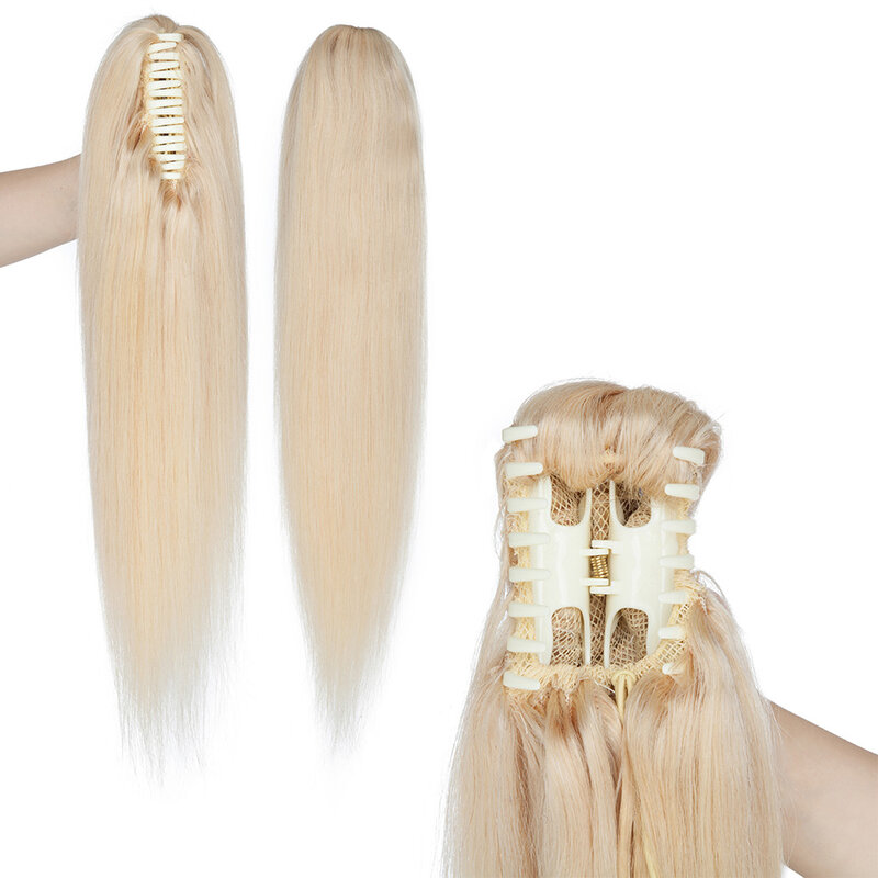 S-noilite 포니테일 인간의 머리카락 14-22인치 클로 클립 포니테일 인간의 머리카락 확장 여성 헤어피스 자연 블랙 블론드 브라운