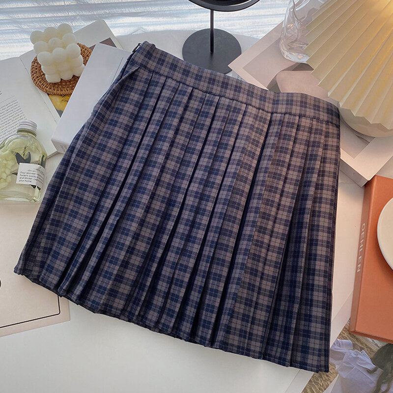 Minifalda Kawaii Preppy para mujer, faldas plisadas a cuadros de cintura alta, estilo Harajuku coreano, ropa de calle para otoño