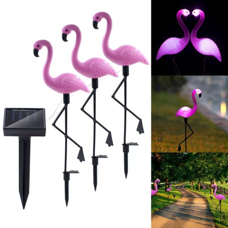 1pc led flamingo à prova dwaterproof água solar gramado luz decoração do jardim ao ar livre luz piso paisagem luzes de proteção ambiental
