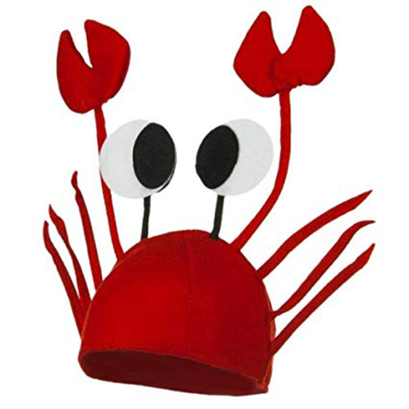 Sombrero rojo de langosta, cangrejo, Animal marino, divertido regalo de Navidad, accesorio de disfraz, gorra para adultos y niños, Feliz Año Nuevo