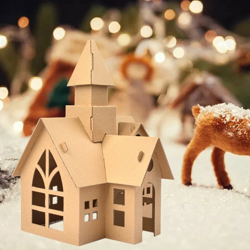 Hadiah Taman Kanak-kanak Kue Natal Dekorasi Rumah Anak-anak Buatan Tangan Diy Bahan Paket Bercahaya Buatan Sendiri Pondok Hadiah Natal