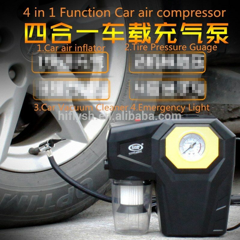 120 Вт, 4 в 1, многофункциональный автомобильный пылесос, насос, измерение давления в шинах, аварийное освещение