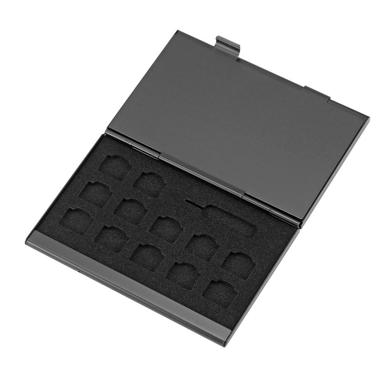 Sim card storage box, memory card storage box, 4 slots, para nano, cor preta