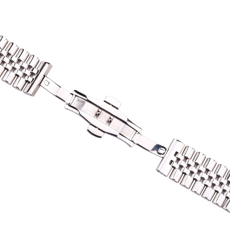 Correas de reloj de acero inoxidable, accesorios de correa de Metal pulido, plata, 16mm, 18mm, 19mm, 20mm, 21mm, 22mm