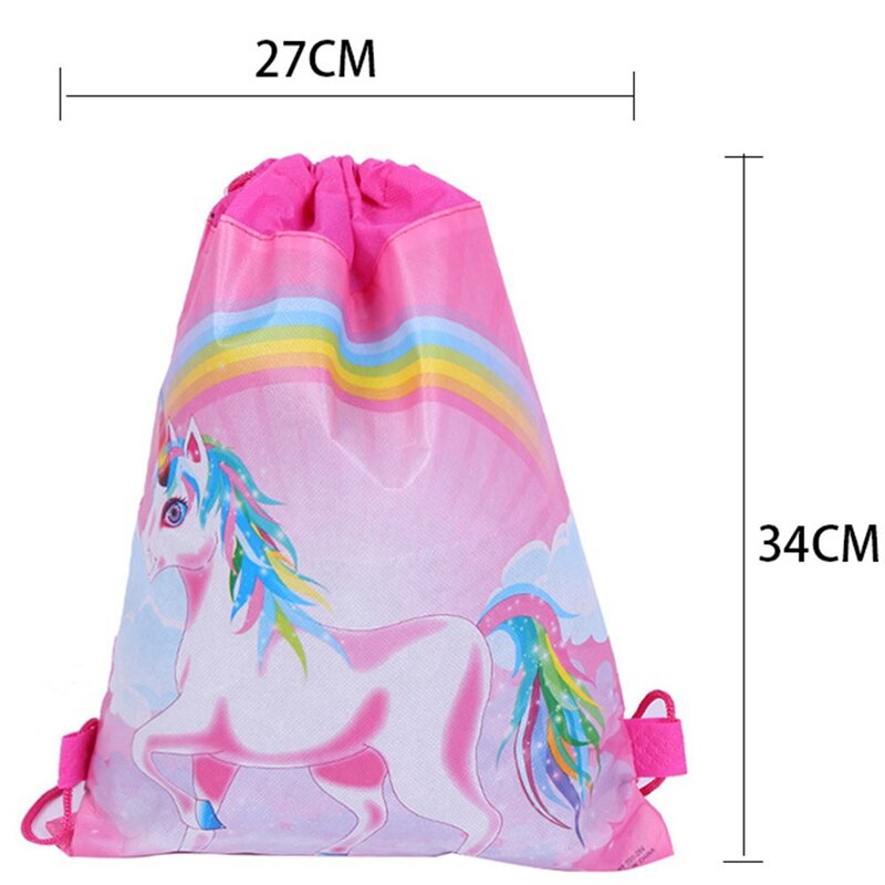 Mochila de unicornio con cordón para niños, mochilas escolares impermeables, mochilas de animales lindos, mochila de almacenamiento de lona colorida