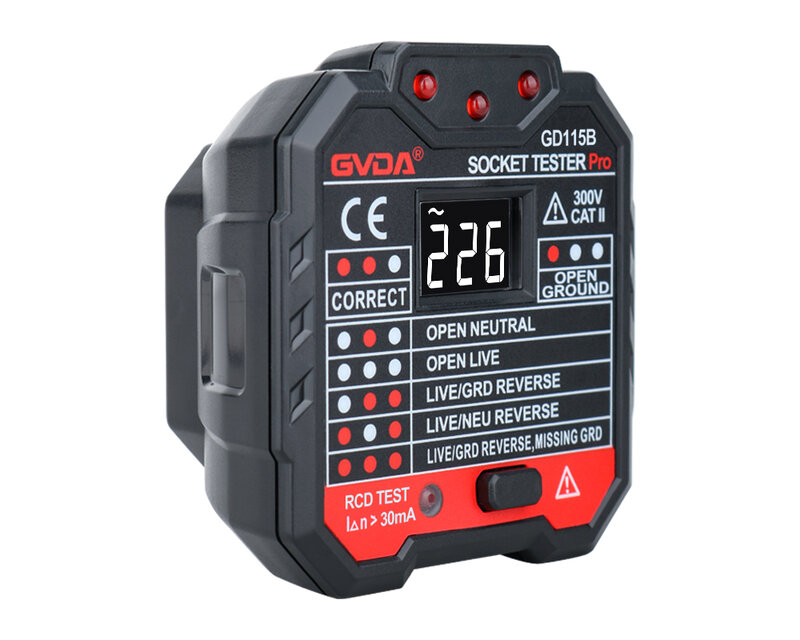 Gvda-ソケット,電圧計,電気回路ブレーカー,レールファインダー,EU,ukプラグ,極性検査用
