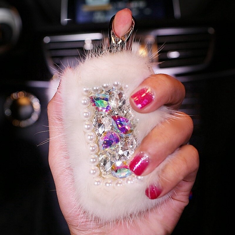Chave do carro saco de diamante incrustado criativo geral feminino jóias carro multifuncional porta chaves chave titular bolsa