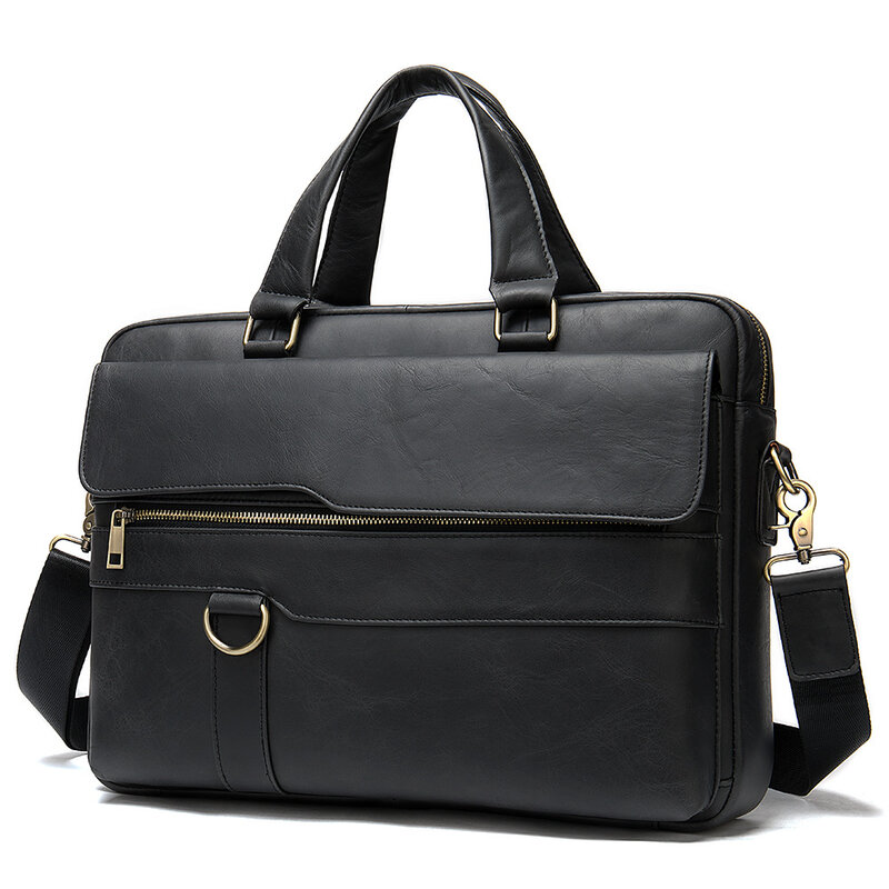 حقائب جلدية رجال الأعمال الرجال حقيبة ريترو الكتف المحمولة عالية السعة 15 بوصة حقيبة للحاسوب المحمول حقيبة