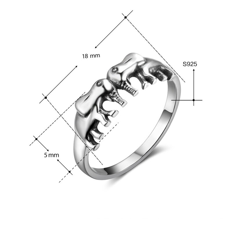 XINSOM Lucky Elephants 925 Sterling Silver Rings For Women 2020 Vintage Jewelry Party Wedding Finger Rings Girls Gift 20MARR6