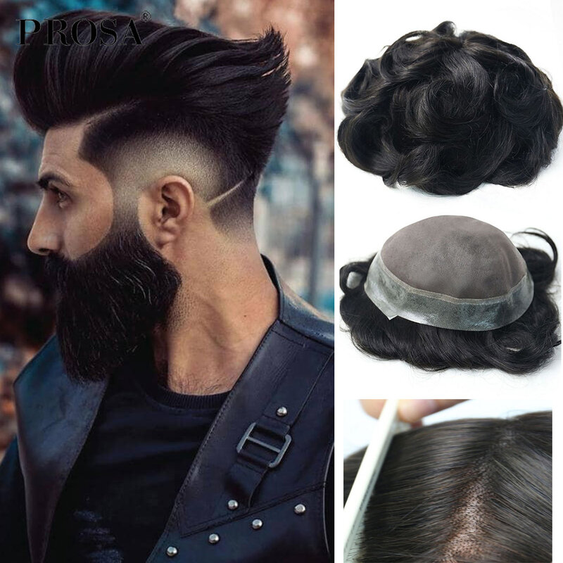 7x9 дюймов супер тонкие кожаные мужские накладки из искусственных волос для мужчин супер тонкий натуральный парик волос человека система для мужчин мужской моды, парик, заколки, заколки для волос, трессы, заколки